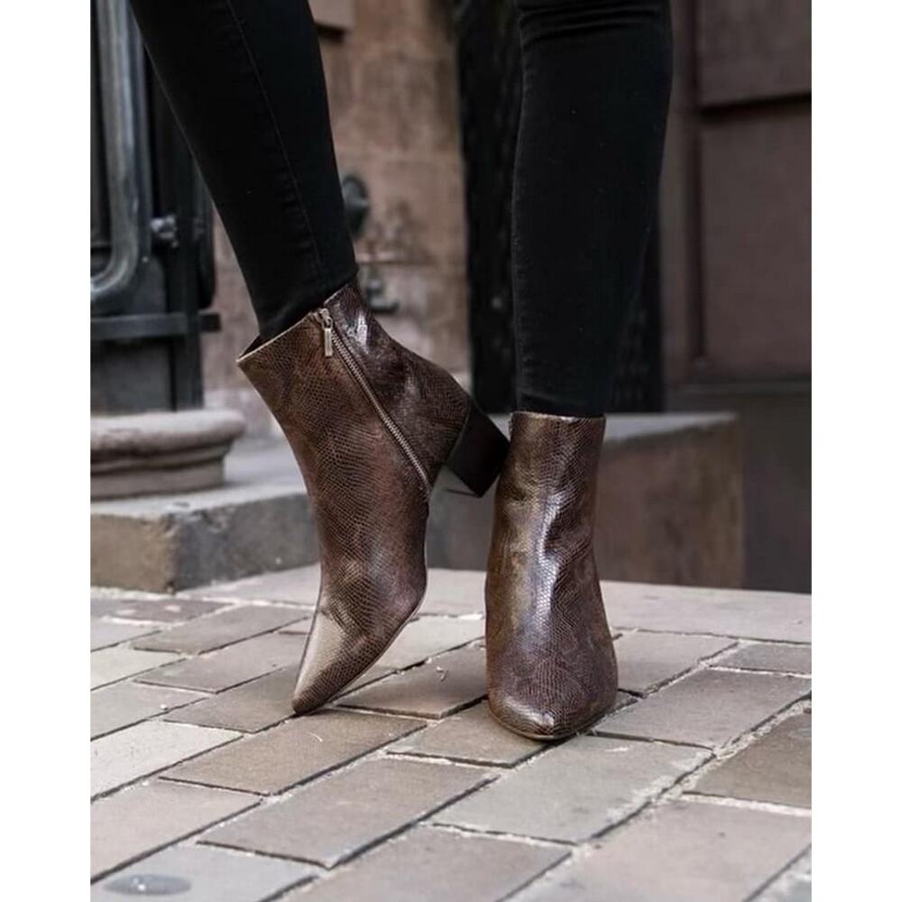 Thursday Boot Co Luna Chocolate Snakeskin Bootie‎ Size 9.5 Cowgirl Texas